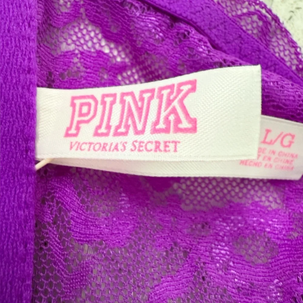PINK Victoria’s Secret Purple Lace Rhinestone Bandeau Bralette L